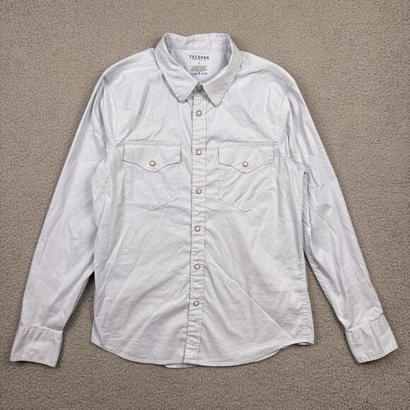 Tecovas Shirt Mens Small Blue Western Pearl Snap Button Down Long Sleeve Cowboy - Picture 1 of 15